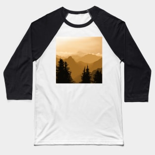 Bright Yellow Landscape, Tree Silhouettes, Digital Illustration Baseball T-Shirt